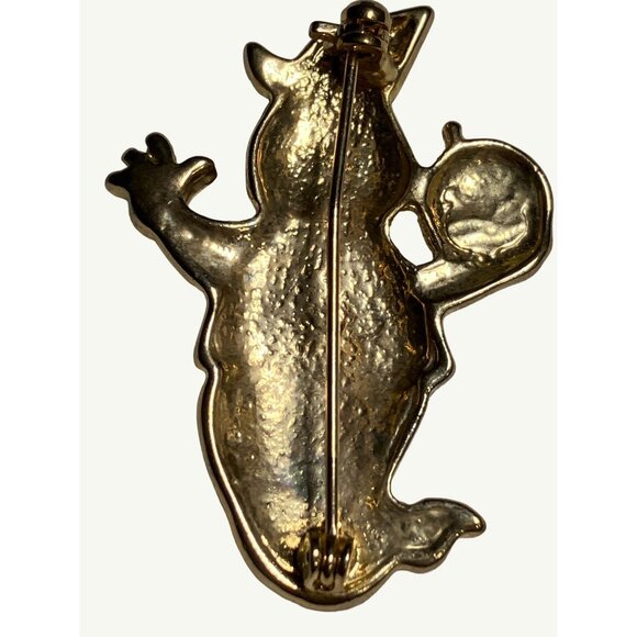 Halloween Pin Brooch Ghost Wearing Top Hat & Holding Pumpkin - Picture 5 of 6